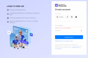 virtulook - Registration page